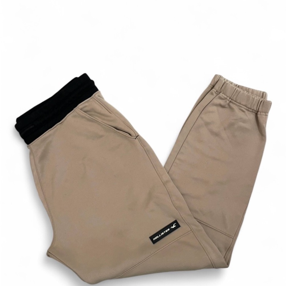 Hollister Tan Jogger Pants with Black Waistband